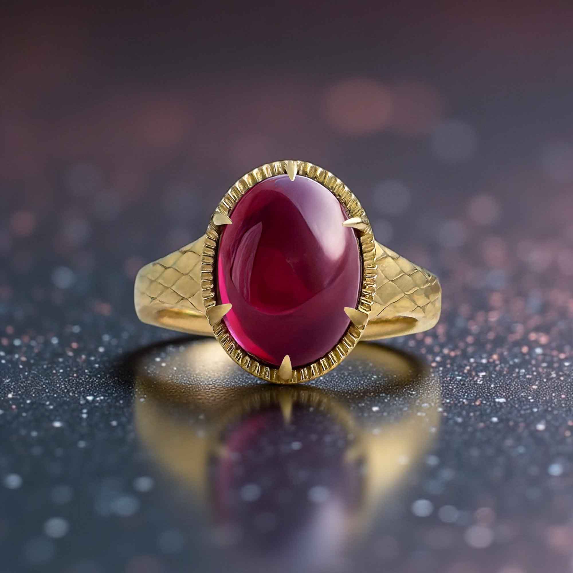 Sun Disc Halo Rhodolite Garnet Ring