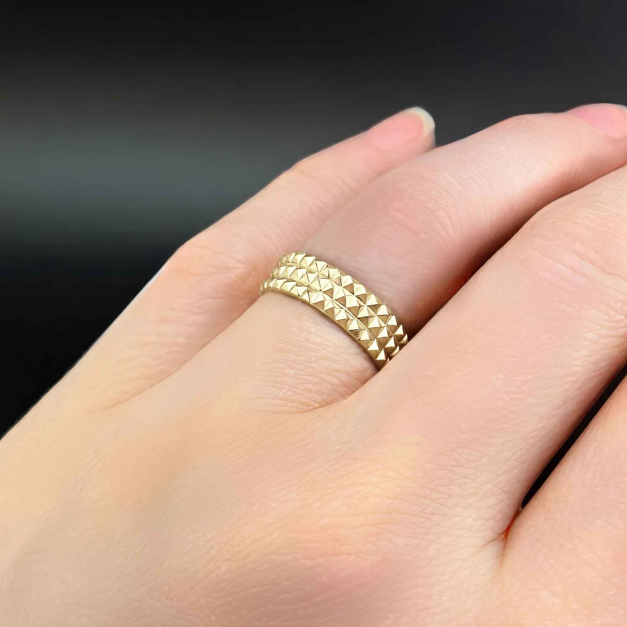 Triple Pyramid Band, on ear