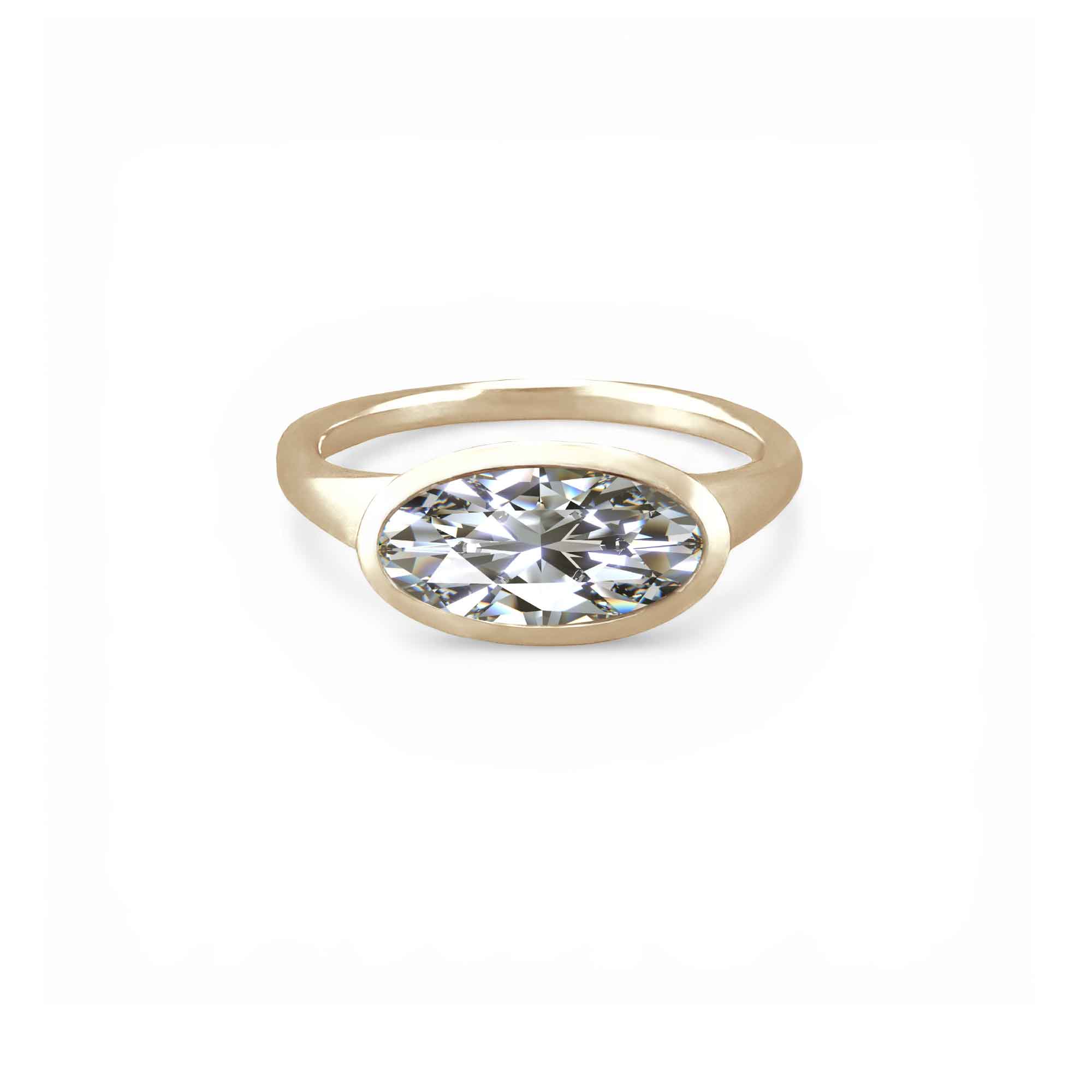 Elongated Oval Diamond East-West Modern Engagement ring