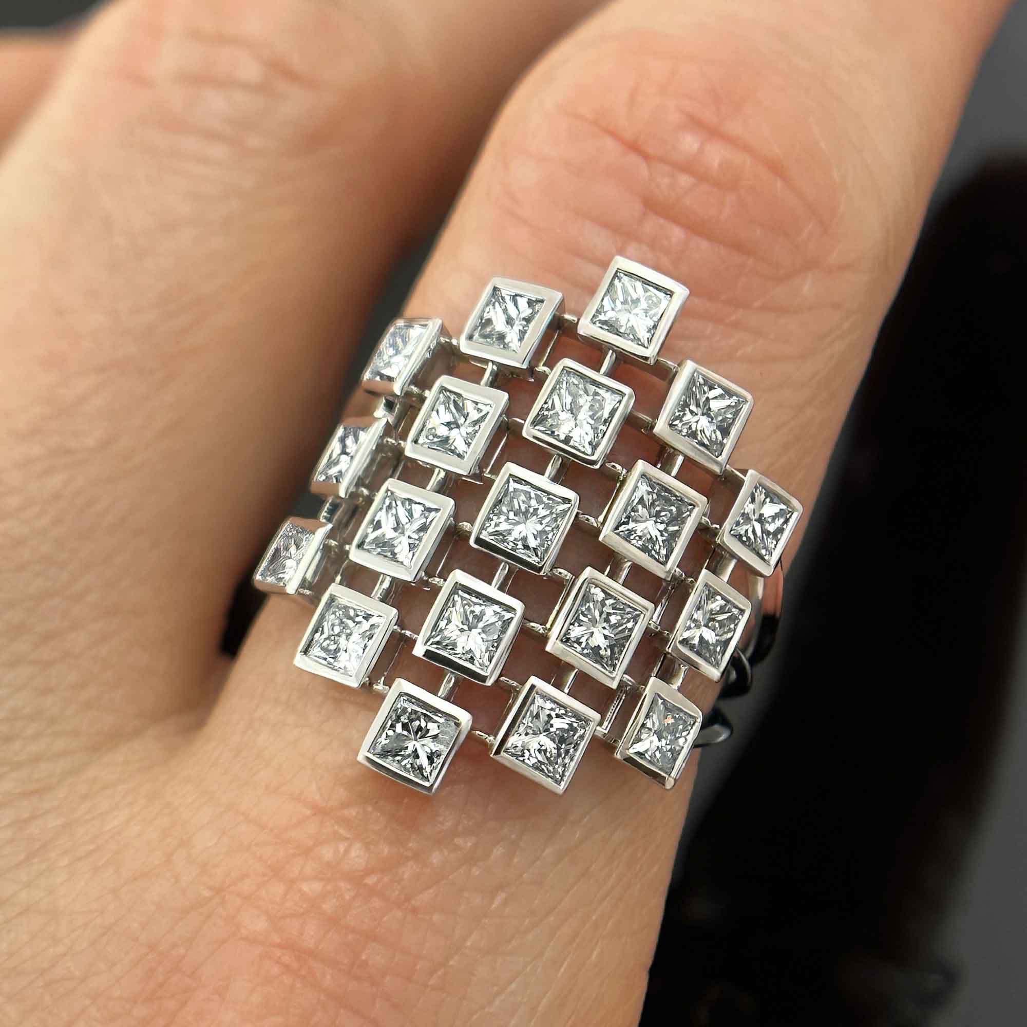 Custom Diamond Grid Ring