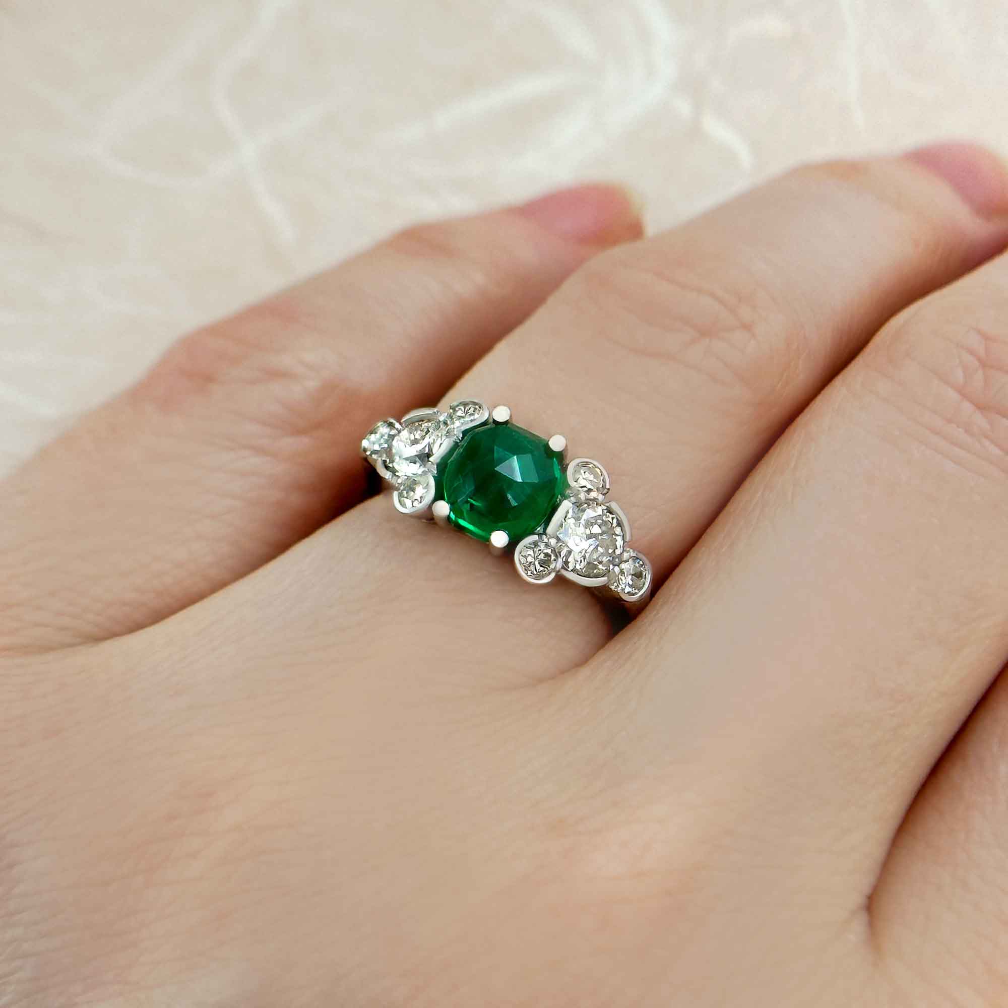Emerald Ring with Diamond Accents
