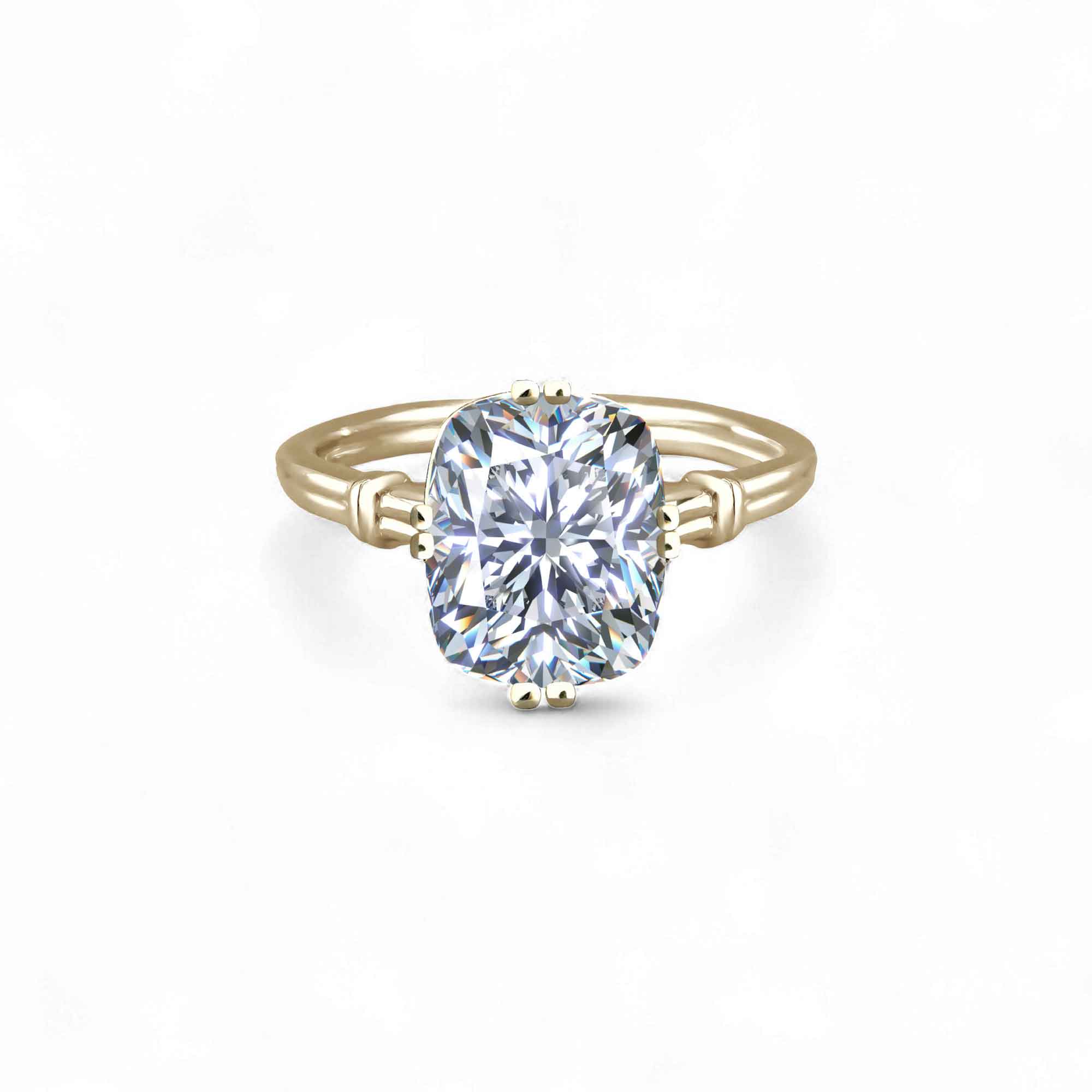 Rectangular Cushion Diamond Mid-Century Modern Engagement Ring