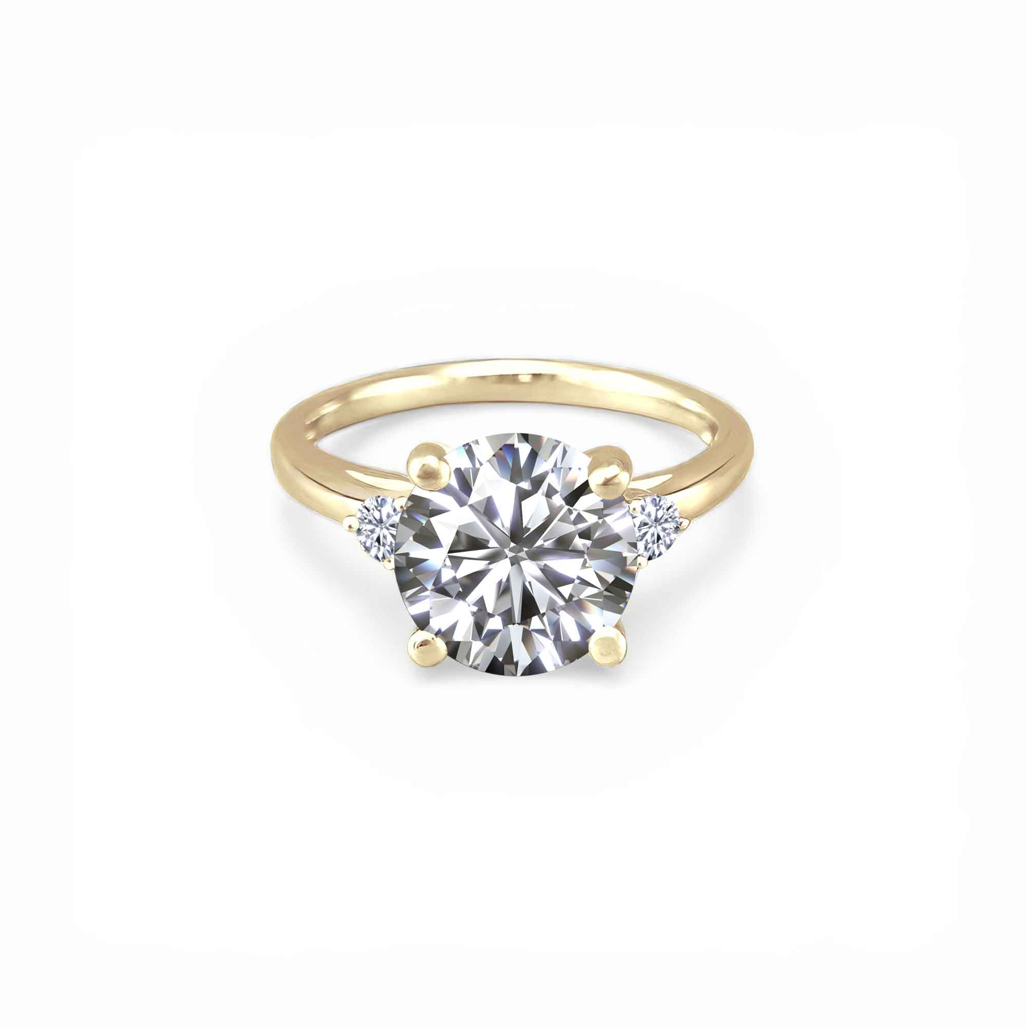 Three Round Diamonds Retro Style Engagement Ring