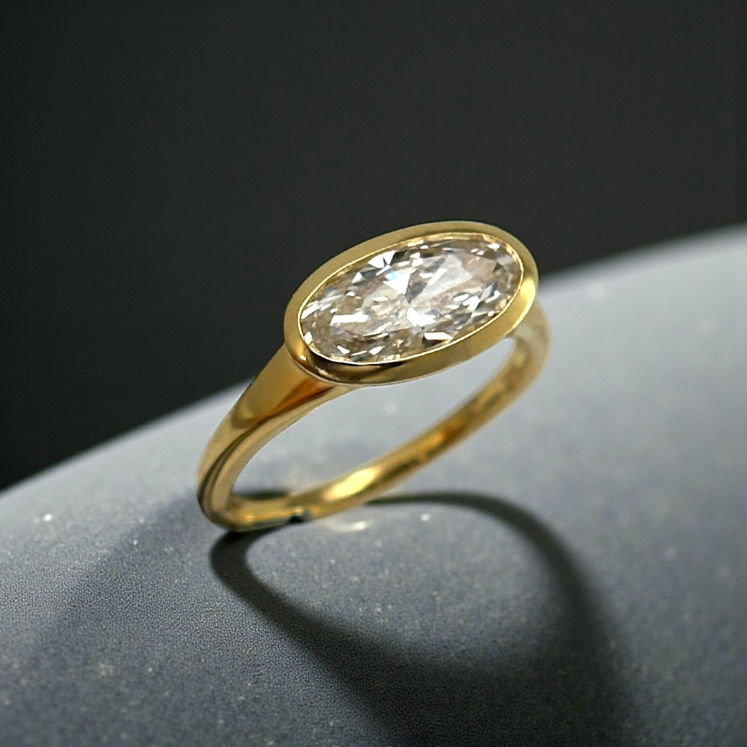 Elongated Oval Diamond East-West Modern Engagement ring