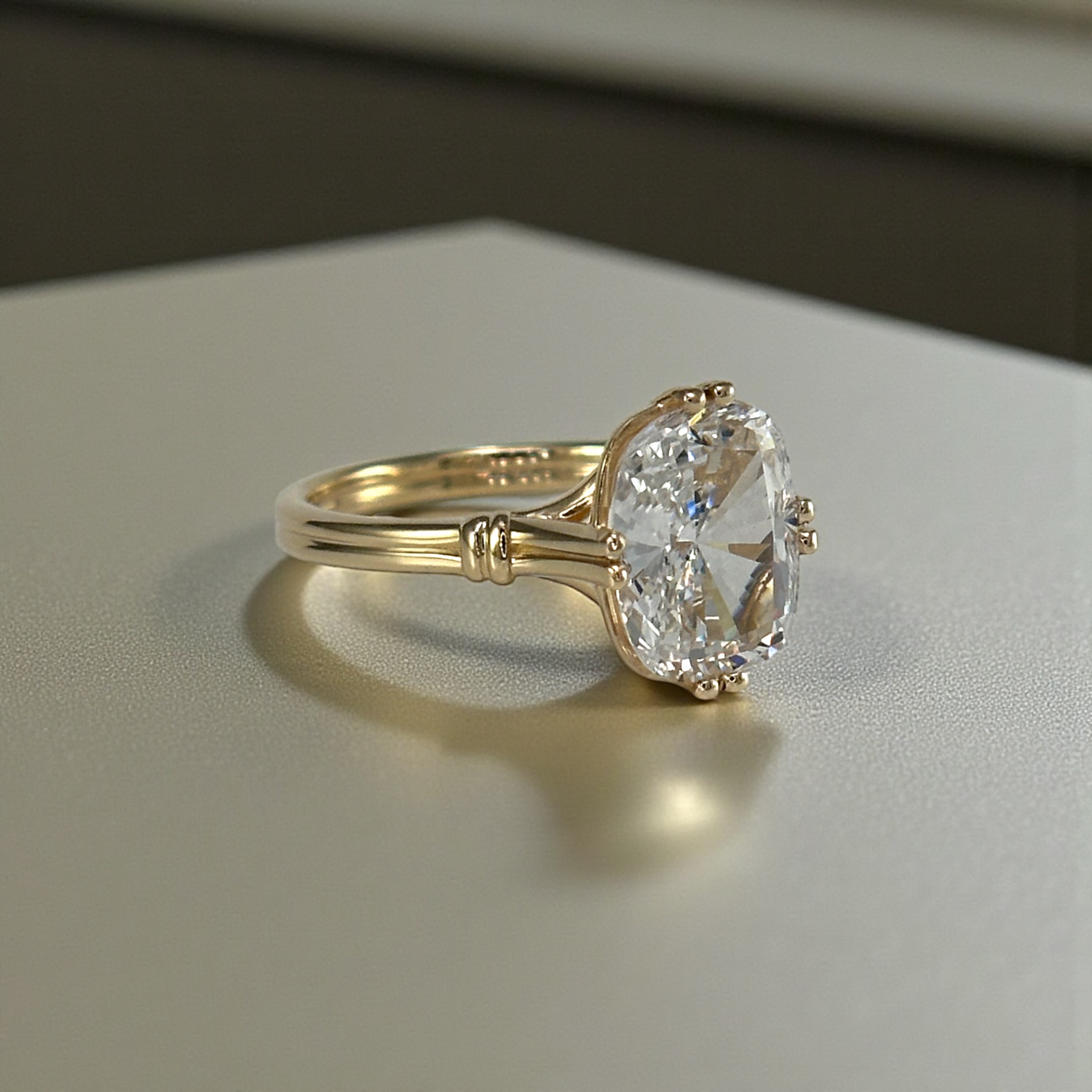 Rectangular Cushion Diamond Mid-Century Modern Engagement Ring