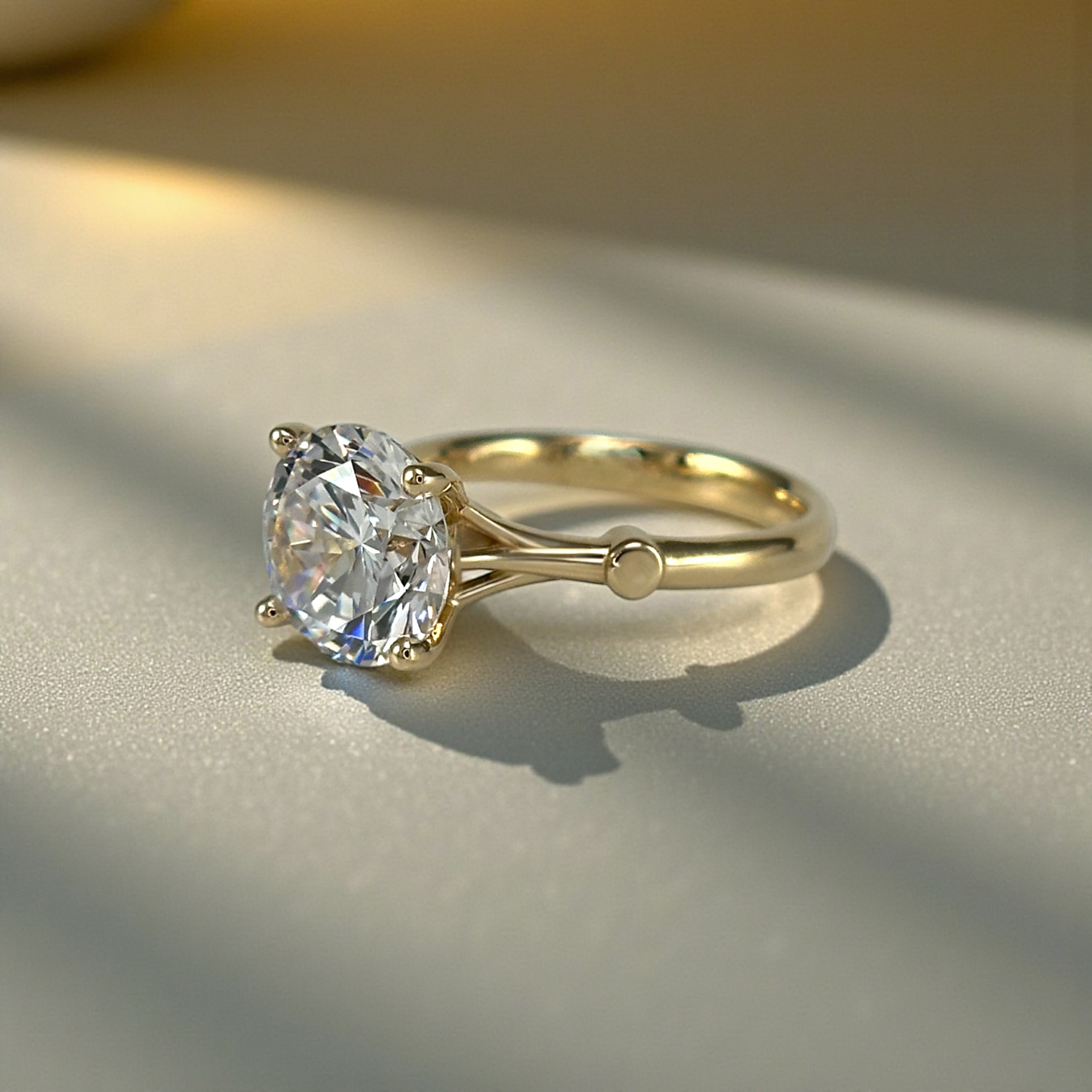 Round diamond solitaire “sagrada familia” engagement ring